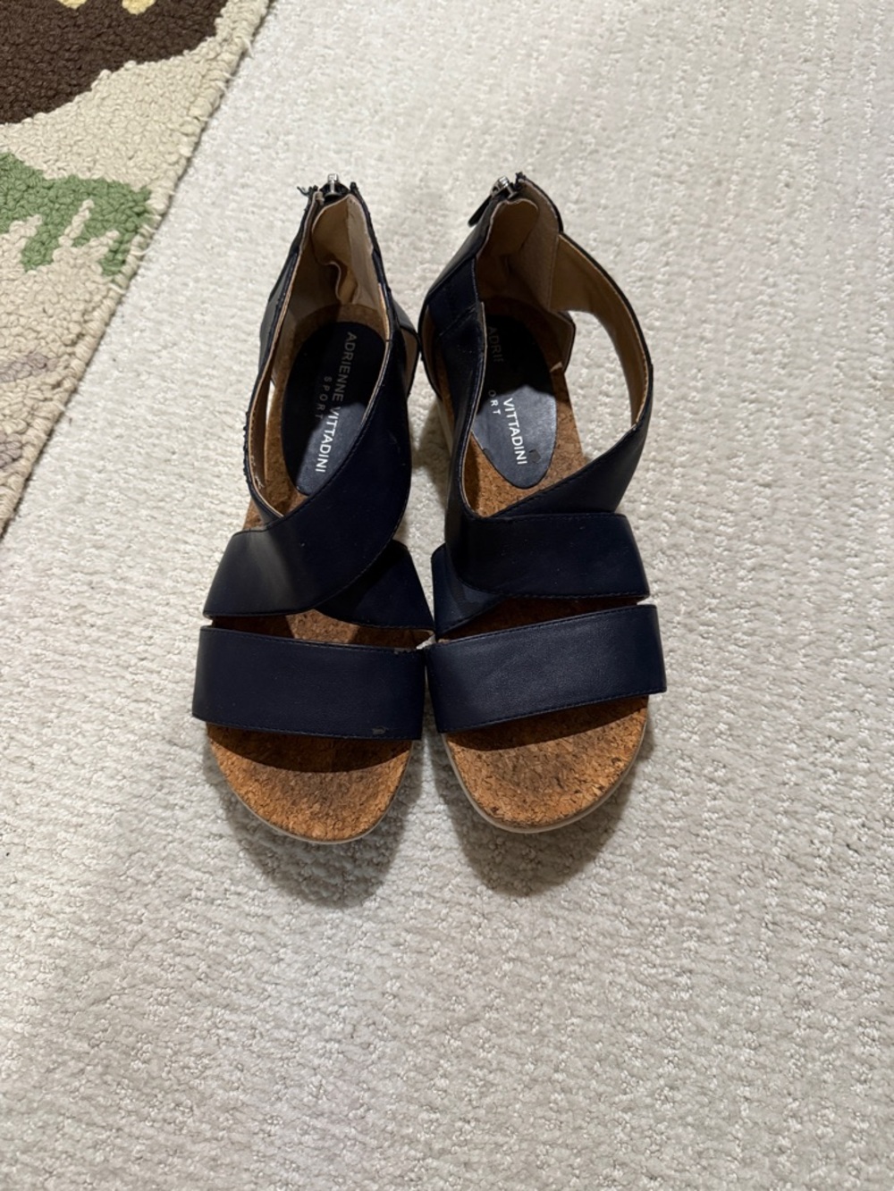 Adrienne Vittadini Navy Crisscross Sandal